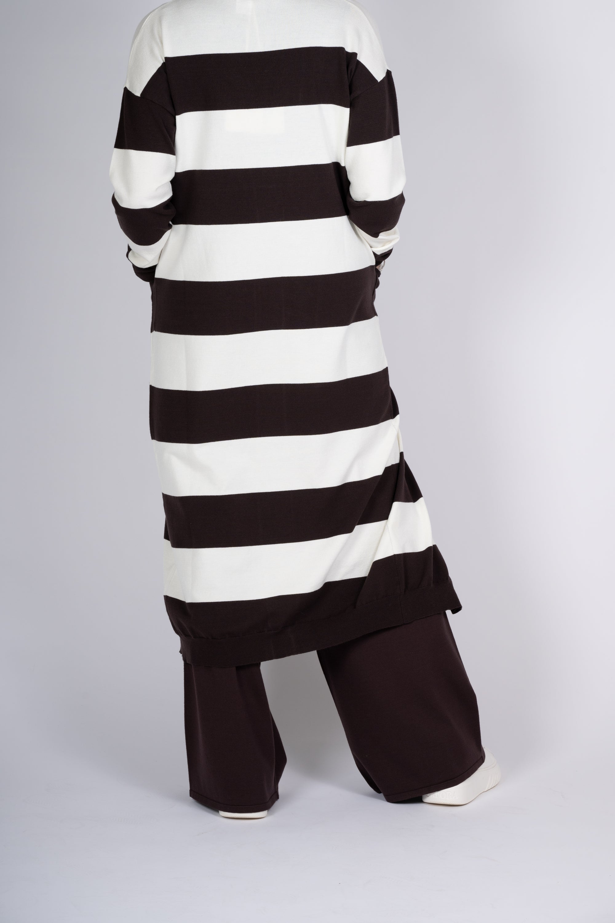 CARDIGAN LUNGO KONTATTO COLOR FONDENTE E PANNA