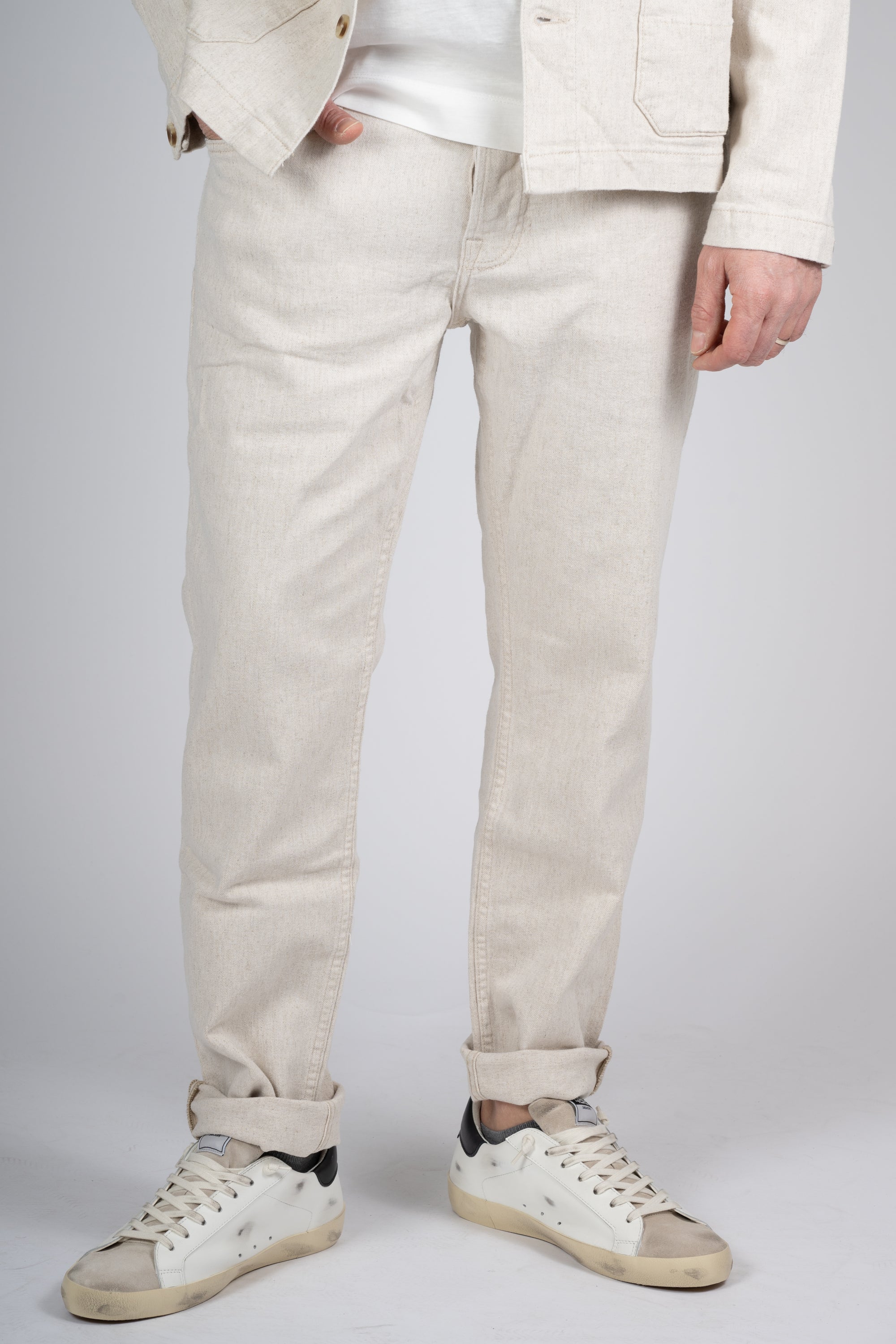 PANTALONI DSTREZZED COLORE BEIGE