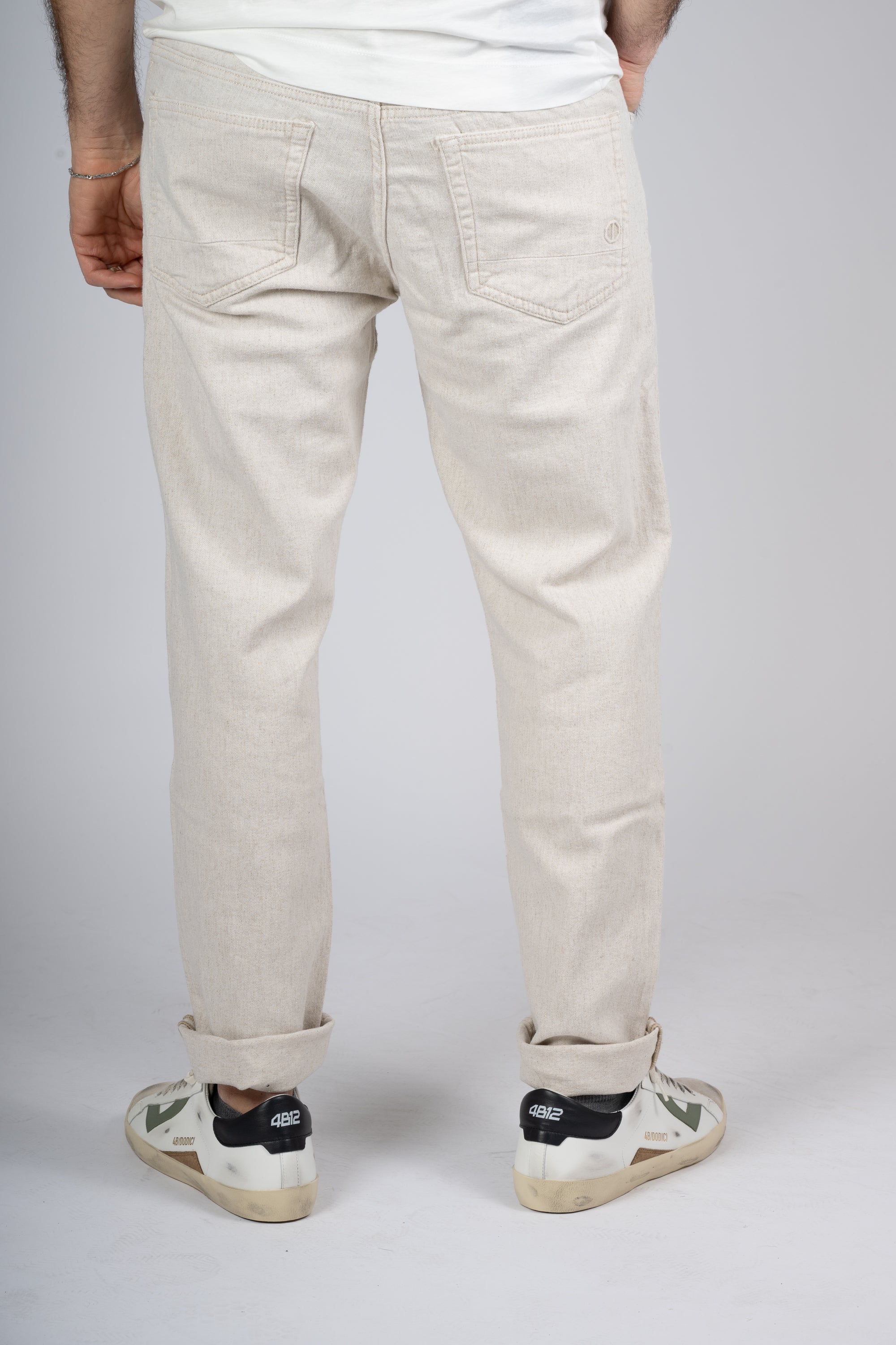 PANTALONI DSTREZZED COLORE BEIGE