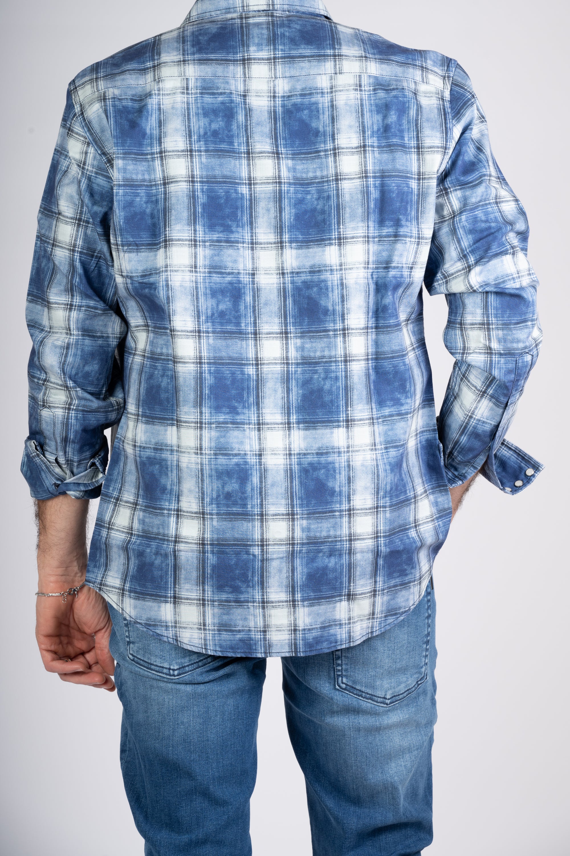 CAMICIA JEANS REPLAY  FANTASIA SCOZZESE BLU