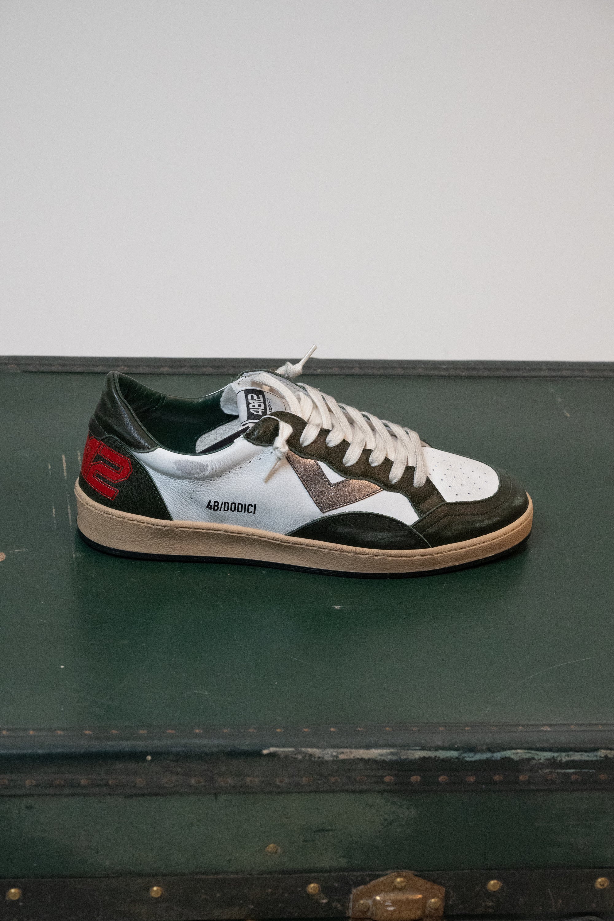 SNEAKERS 4B12 BIANCO/VERDE PINO