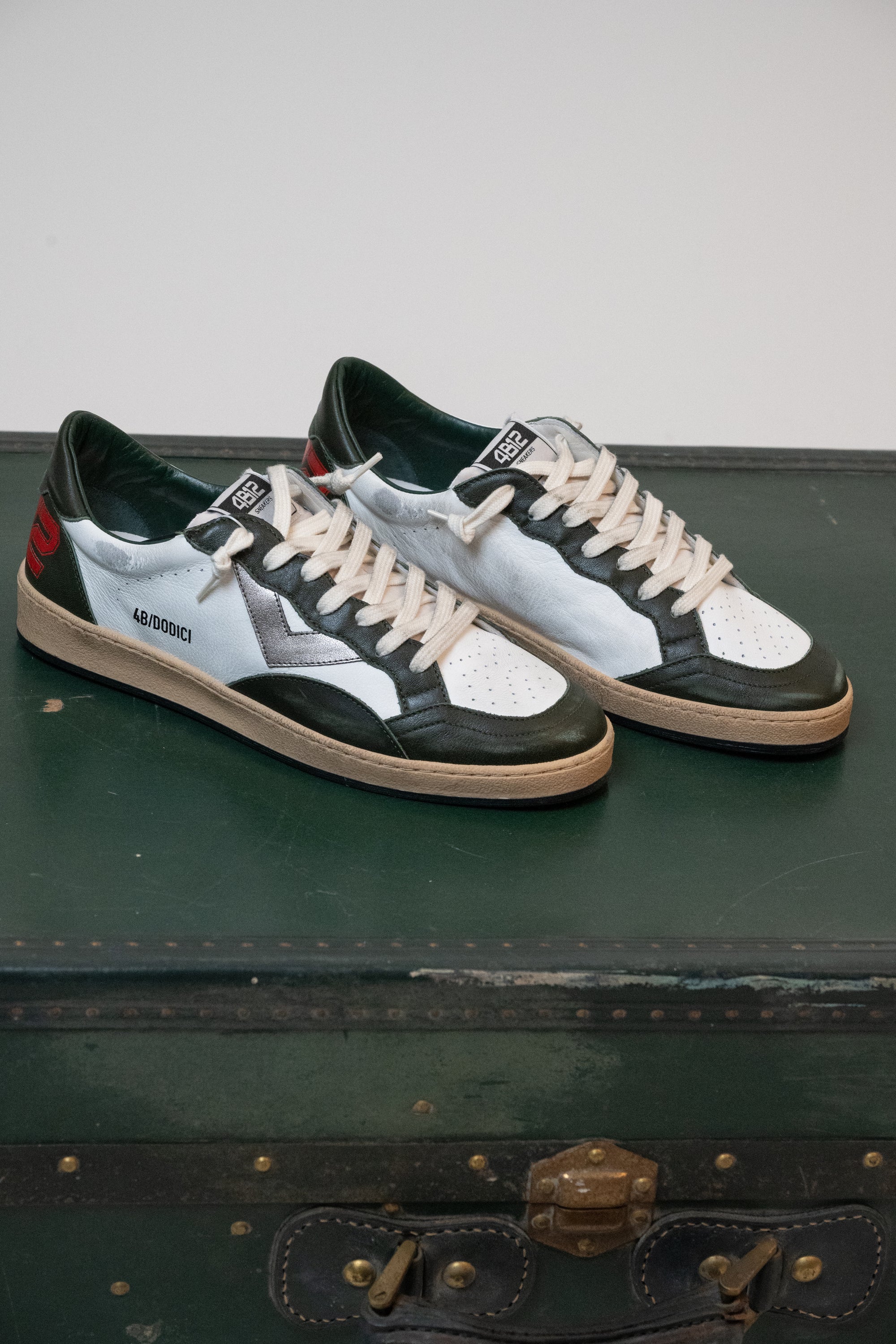 SNEAKERS 4B12 BIANCO/VERDE PINO