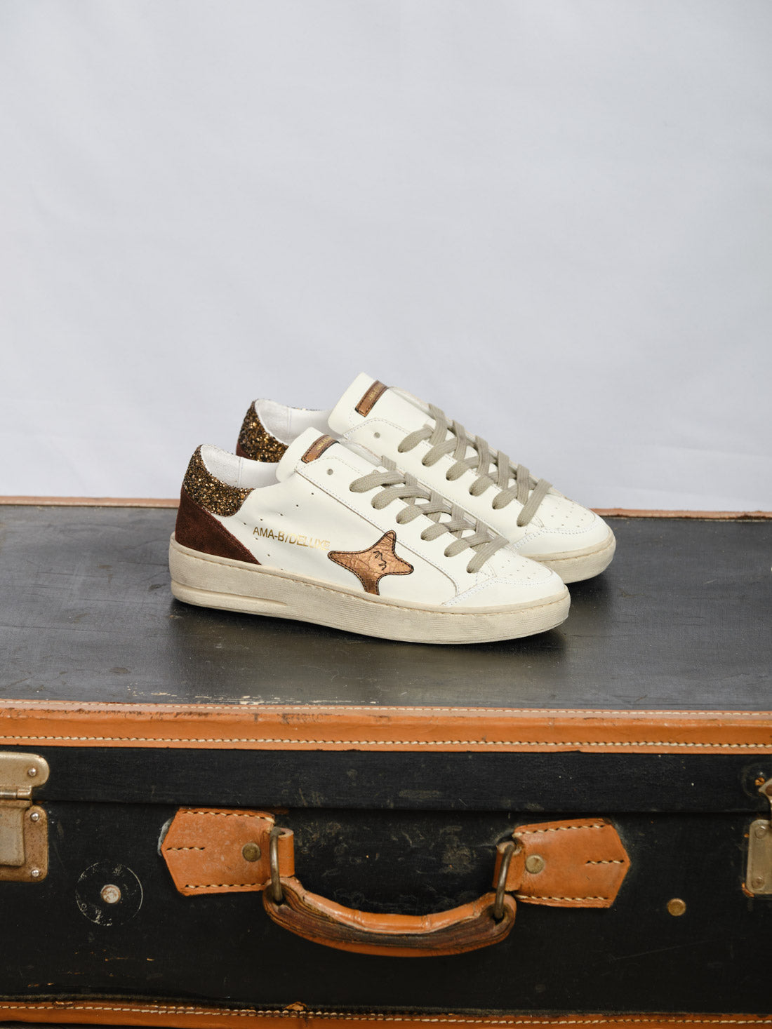 SNEAKERS AMA BIANCA/GLITTER BRONZO