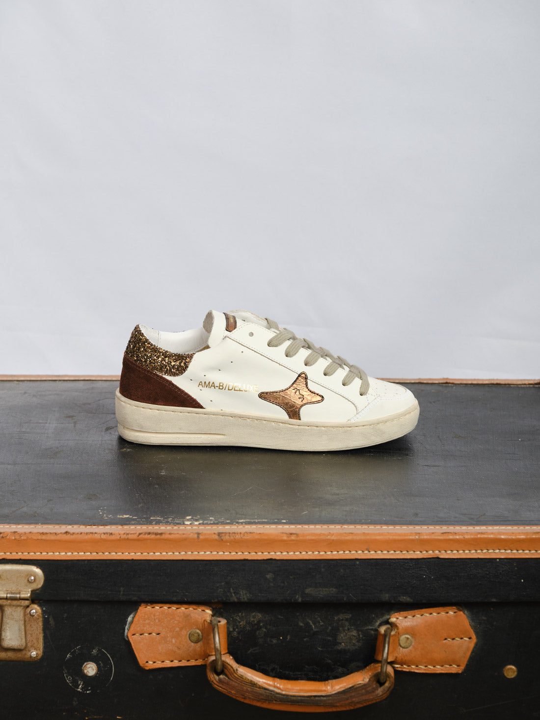 SNEAKERS AMA BIANCA/GLITTER BRONZO